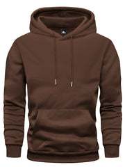 5pcs Men's Long Sleeve Sweatshirt Hoodie, Autumn/Winter Solid Color Plain Hooded Pullover with Drawstring Design and Kangaroo Pocket, Men's Casual Sportswear Top