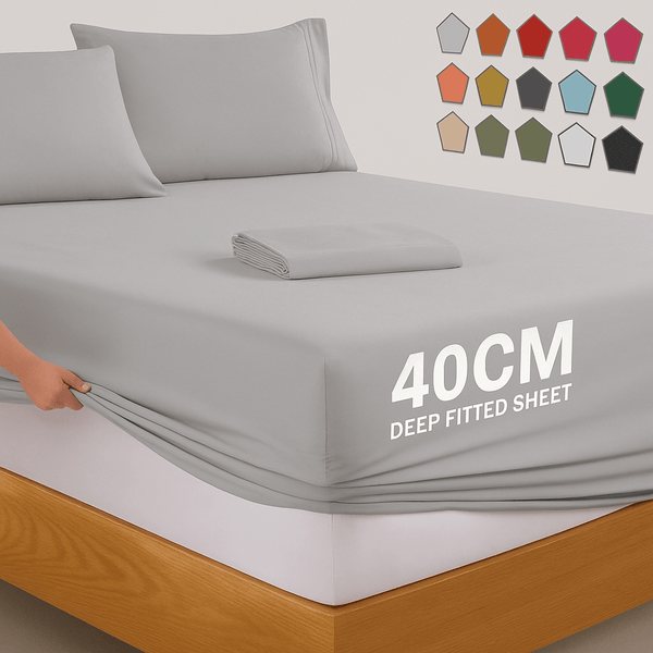 40 CM Extra Deep Fitted Sheets Single Double King Super King Size Bedsheets