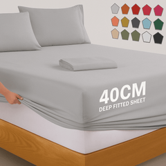 40 CM Extra Deep Fitted Sheets Single Double King Super King Size Bedsheets
