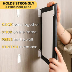 Lizzy 4 Pack (8 Strips) Adhesive Hanging Strips | Damage-Free Picture Frame Hooks for Wall Décor, Mirrors, Decorations | Easy Install & Remove, No Nails or Tools Required | Max Load 2.5KG