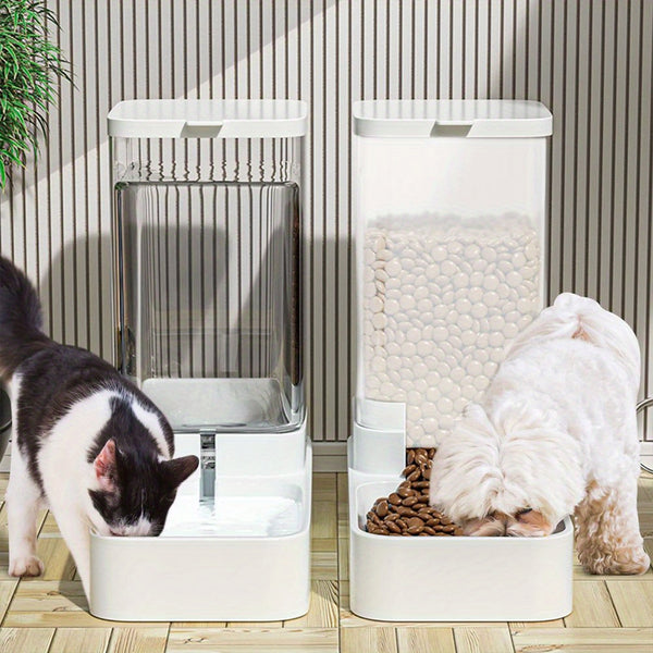 Pet Feeder Pets Food Feeder and Waterer Set 3.8L 2.1kg, 29*13.5*28.5cm, Travel Supply Feeder and Water Dispenser for Dogs Cats Pets Animals