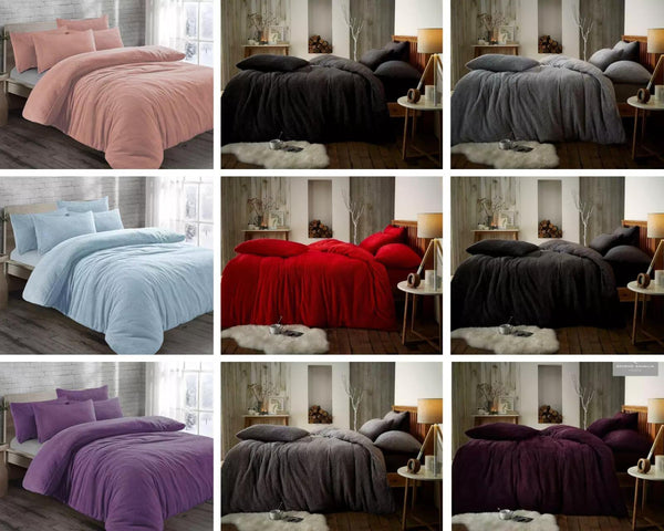 Teddy Fleece Duvet Cover with Pillow Case Thermal Warm Bedding Set
