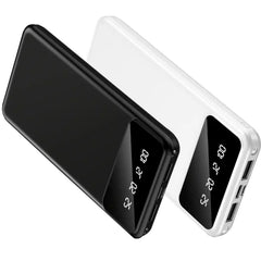 20000/10000mAh Large Capacity Portable Power Bank, Suitable For Charging Android Electronics/ Mobile Phone Devices, Equipped With LED Display/ Dual Output Ports, Portable Emergency Power Supply Device For Outdoor Travel- White/ Black