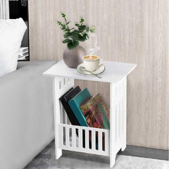 Small Side Table Side End Coffee Table Beside lamp Stand Nightstand Storage Shelf for Living Room Bedroom Bathroom Office Hallway White