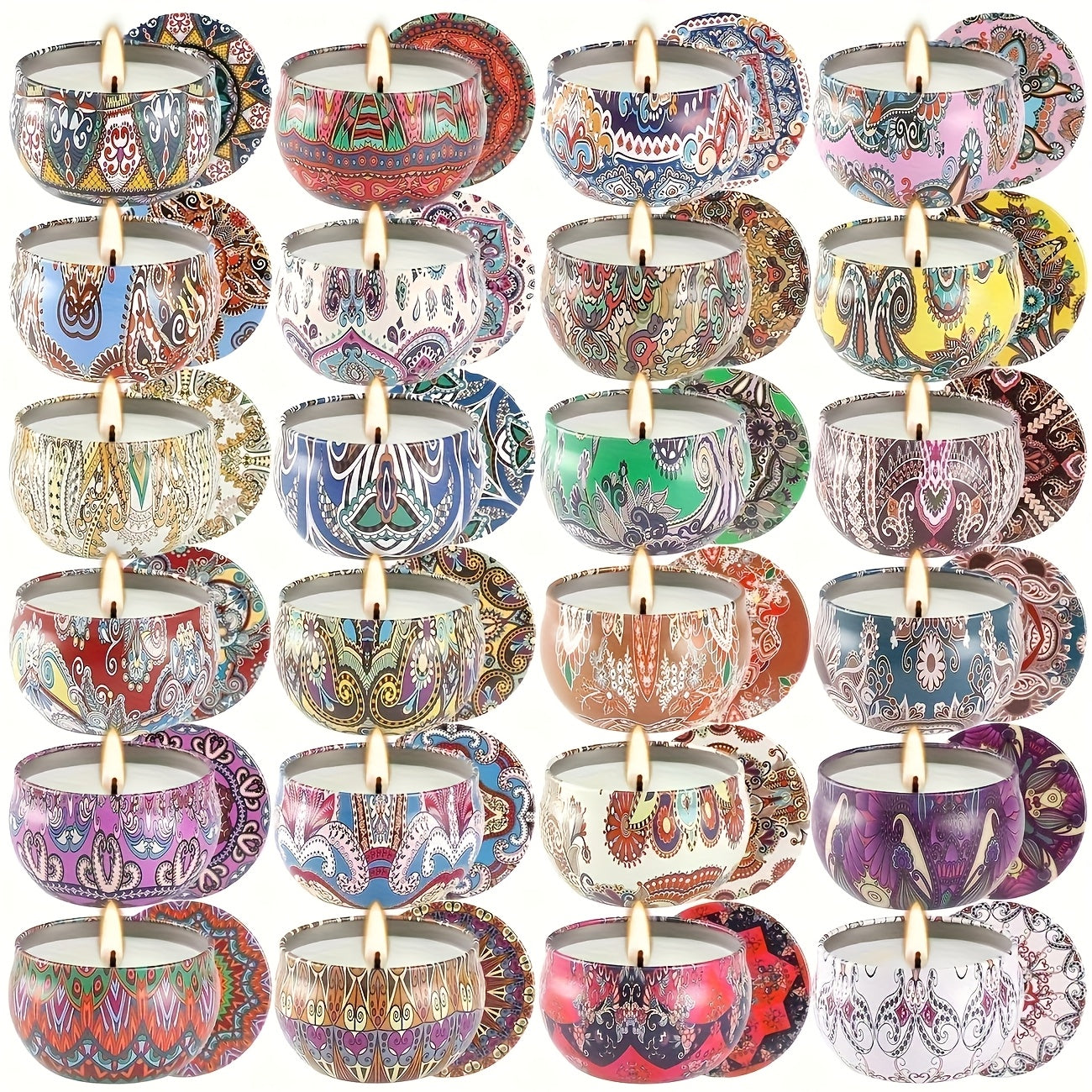 24pcs Of Scented Candles, No Dripping Or Leakage, with Ethnic Elements And, Creating A Romantic And Dreamy Atmosphere, Suitable for Weddings, Birthday Parties, Yoga, Father'S Day Gifts And As Gifts for Relatives And Friends