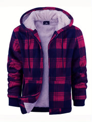 Men'S Heavyweight Fleece Hoodies Jacket - Full Zip Up Thick Sherpa Lined Flannel Plaid Shirt Jacket