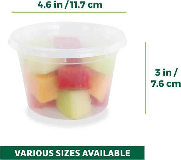 Freshware Food Storage Containers [50 Set] 16 Oz Plastic Deli Containers with Lids, Slime, Soup, Meal Prep Containers | BPA Free | Stackable | Leakproof | Microwave/Dishwasher/Freezer Safe