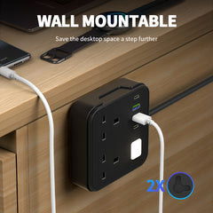 6-in-1 Power Socket Surge Protector, Power Socket/power Board/power Strip, Small Night Light, 3250W, 13A, 1.8M Power Cord, Portable Power Socket, 2 AC Power Sockets, 4 USB Ports, Suitable For Home, Kitchen, Office Or Hotel Use