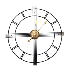 60cm Extra Large Retro Metal Skeleton Wall Clock, Outdoor Garden Clock, European-Style Creative Wrought Iron Round Wall Clock Roman Numerals Silent Non Ticking Unique Unusual Clock, Perfect for Living Room, Bedroom, Kitchen, Garden, Lounge, Hotel, Office
