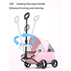 Mini Dog Stroller – Foldable Pet Carrier Cart with 360° Rotatable Handle, Extendable Pull Handle & Storage Bag Lightweight Travel Buggy for Small Dogs & Cats