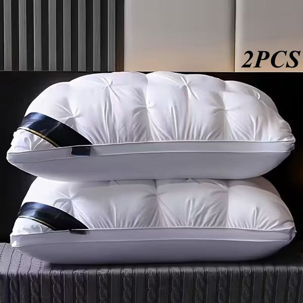 Set of 2 Pillows Designed for Sleep, Neck Support Pillow Cores, Luxurious Sleeping Pillows, Offering Balanced Support Ideal for Side, Back, And Stomach Sleepers. Part of a Hotel Collection, They Come in Vacuum-Sealed Packaging, Perfect for Home And Hotel
