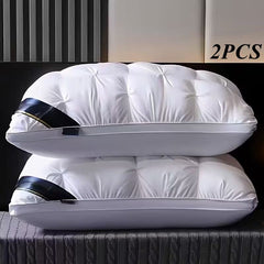 Set of 2 Pillows Designed for Sleep, Neck Support Pillow Cores, Luxurious Sleeping Pillows, Offering Balanced Support Ideal for Side, Back, And Stomach Sleepers. Part of a Hotel Collection, They Come in Vacuum-Sealed Packaging, Perfect for Home And Hotel