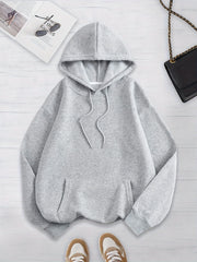 Women's Solid Color 3pcs Set Hooded Sweatshirt with Kangaroo Pocket and Drawstring Hood