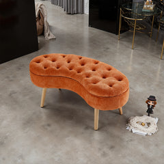 Modern Creative Curved Design Upholstered Storage Bench, Shoe Changing Bench At The Entrance, Living Room Sofa Bench, Bedside Bench in The Bedroom, Large-capacity Storage Long Bench with Natural Wood Legs, Suitable for Entrance, Living Room, and Bedroom,