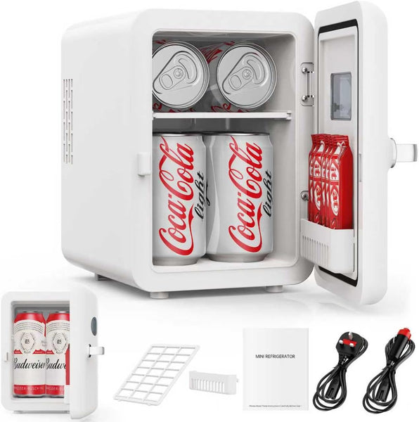 4L Portable Mini Fridge with UK Plug, Quiet Compact Small Refrigerator, AC/DC Cooler & Warmer for Skincare, Drinks, Food, Bedroom, Office, Car, Dorm, Travel