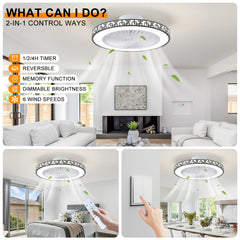 Ceiling Fans with Lights And Remote, 48Cm LED Fan Ceiling Light, 3000K-6000K Dimmable Smart Ceiling Fan Light, 6 Wind Speeds & Reversible, Modern Fan Light Ceiling for Bedroom Kitchen Living Room