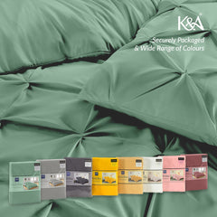 K&A® Pintuck Pinch Pleat Duvet Cover Set with Zipper Closure including Pillowcase – Ultrasoft Brushed Microfiber – Easy Care & Machine Washable