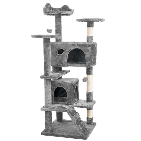 138 cm Cat Tree Tower – Multi-Level Cats Activity Centre with Scratching Posts, Condos, Ladder & Platforms – Indoor Cat Climbing House for Play, Rest & Fun