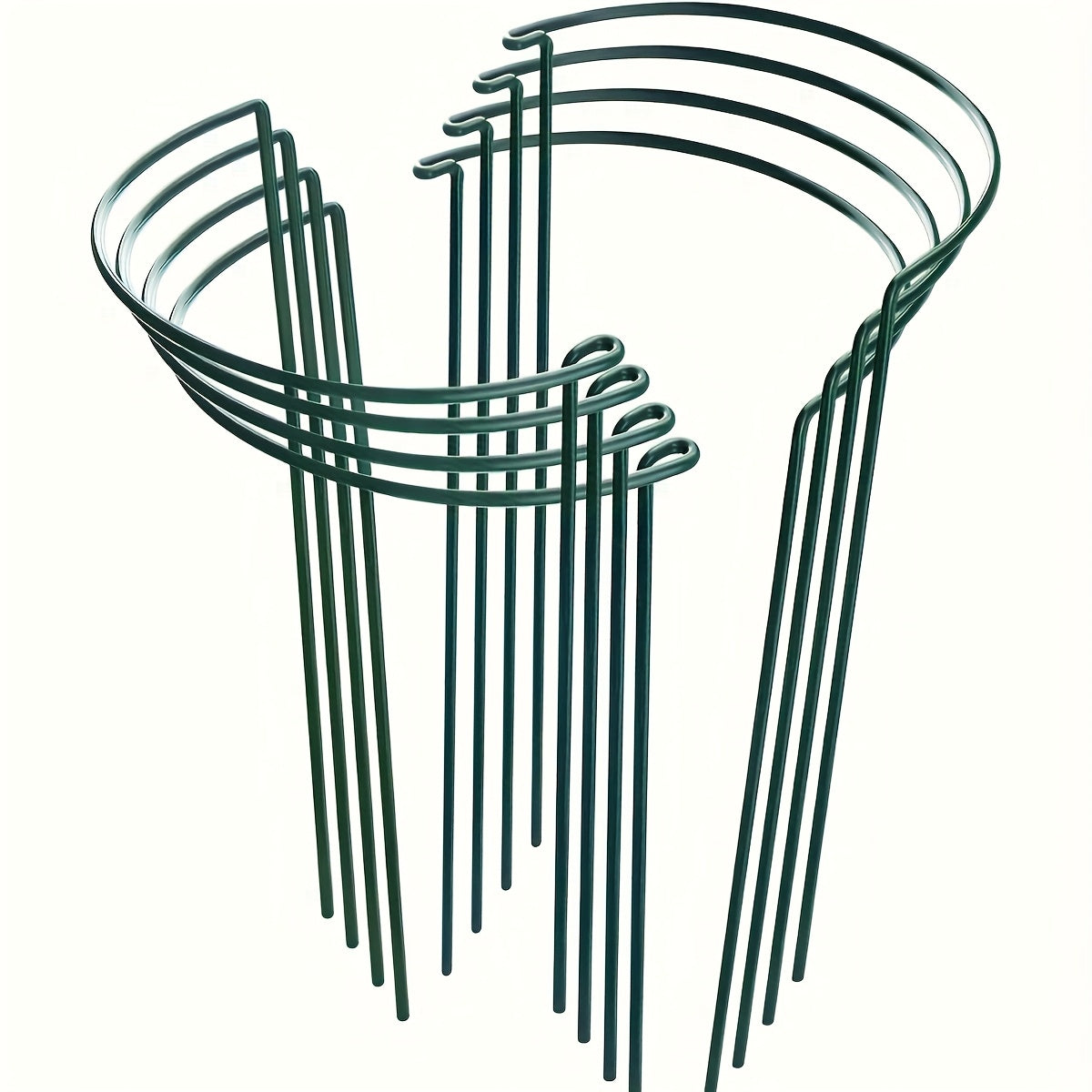 HiGift 8pcs Plant Support Stakes, Semi-Circular Metal Garden Cultivation Trellis for Indoor Peony Cages and Supports, Tomato and Hydrangea Outdoor Green Plant Support Rings, Width 25.4cm X Height 40.96cm