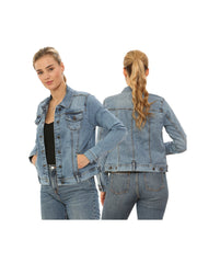 NOROZE Women’s Washed Detail Denim Jacket – Ladies Trucker Classic Western Design Denim Jeans Jacket – UK Sizes 8-20