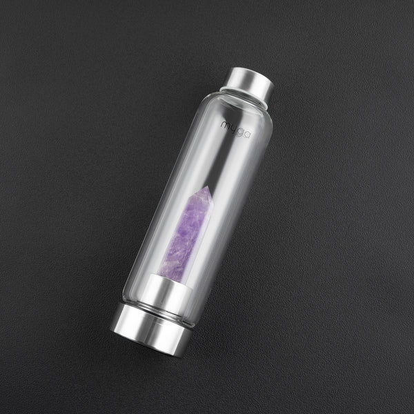 Crystal-Infused Water Bottle – 7200ml Premium Steel & Glass Hydration Bottle with Natural Healing Stones for Stress Relief, Mental Clarity & Spiritual Wellness