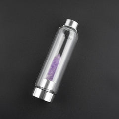 Crystal-Infused Water Bottle – 7200ml Premium Steel & Glass Hydration Bottle with Natural Healing Stones for Stress Relief, Mental Clarity & Spiritual Wellness