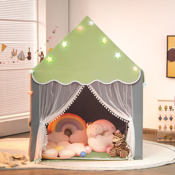 Large Kids Play House with Washable Mat and Star Lights