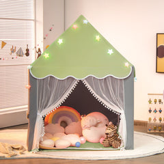 Large Kids Play House with Washable Mat and Star Lights