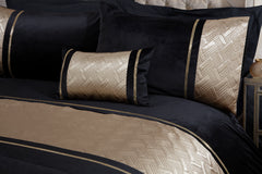 Capri Duvet Cover Set – Single, Double, King & Super King Sizes | Luxury Bedding with Metallic Panel in Black & Silver, Black & Gold | Soft & Durable Polycotton (50% Cotton, 50% Polyester) – Comfortable & Easy-Care Quilt Cover with Matching Pillowcases |