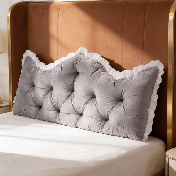 Large Ultra-Soft Comfortable Plush Backrest Pillow, Princess Style Reading Cushion, Neck and Back Support, Luxurious Fashionable Home Style Multifunctional Lace Ruffled Headboard Cushions, Suitable for Bedroom, Living Room, Dorm, Sofa Home Decor, Machine