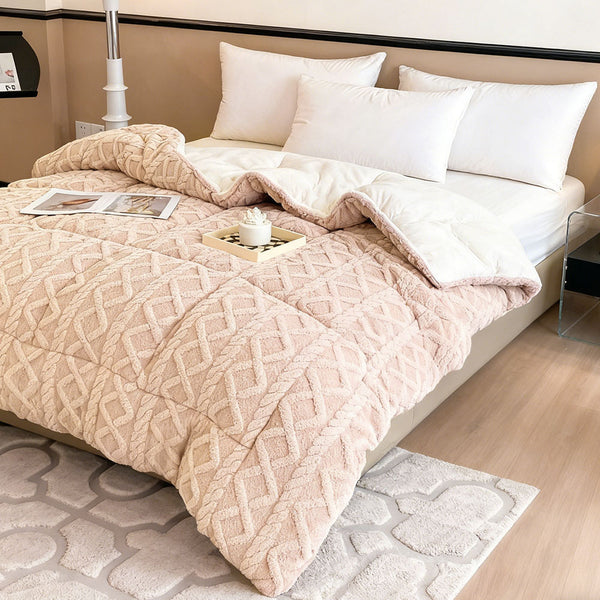 Luxury Taffeta Comforter Thick Warm Comforter, Heavy Warm Winter Comforter Core, Modern Ultra Soft Thick Weighted Blanket All Season Fluffy Fleece Quilt Beddin, Ideal Bedding Gifts for Christmas Mother's Day Valentine's Day Festival, Single Double King Su