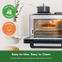 Mini Oven with Double Hotplate, 28L, by Hamilton Beach