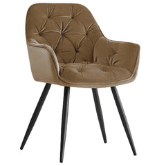 Dining Chairs with Velvet Thick Padded Upholstered Kitchen Tub Chair Armchair with Backrest Metal Legs Living Room Reception Leisure Chairs for Bedroom Lounge Office