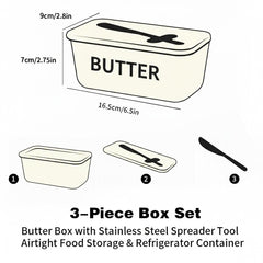 Butter Box Set with Professional Stainless Steel Spreader | Food & Snack Storage Container, Fridge Organizer Box - Ideal for Butter & Kitchen Use