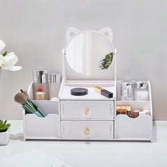 Makeup Organizer with Clear Mirror Multi-Layer Storage Vanity Organizer Drawers Skincare Organizers for Women Dressing Table Bathroom Counter, Vanity Holder for Brushes