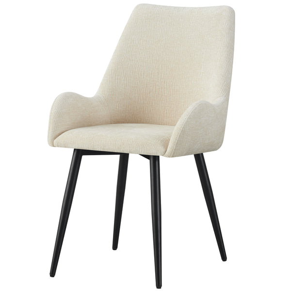 MOF Set of 4 Dining Chairs with Armrests - Mid-Century Upholstered Dining Chairs with Soft Cushioned Seat & Black Metal Legs for Dining Room, Living Room, Kitchen or Vanity Chair