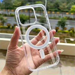 High-Definition Clear Magnetic Phone Cover Featuring a Non-Intrusive Screen Protector, Sturdy Back, And Flexible Edges. Designed to Prevent Falls, Compatible with Iphone 11 Through 17 Series, And Supports Mag-Safe!