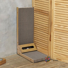 L-Shaped Cat Scratching Tower, 60cm Tall Scratching Pad, Multi-Functional Scratch Post with Lounging Platform, Multi-Angle Vertical/Horizontal Scratching Surface for Adult Cats, 40*25*60cm