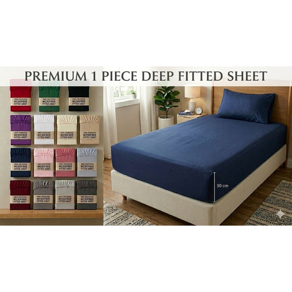 Extra Deep Fitted Sheets 30cm deep pocket with Elastic Cornes For Perfect Mattress Fit, Available in Single,Double, King,& SuperKing Size