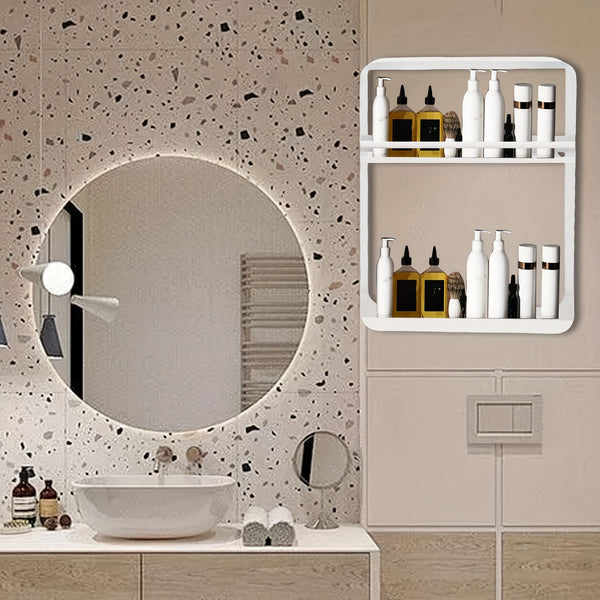 1 Model 2/3/4-Tier Heavy-Duty Carbon Steel Wall Shelf - Space-Saving Adhesive/Screw-Mountable (No Drilling) Multi-Purpose Storage Rack for Kitchen & Bathroom - Heavy Duty Shelving Unit, Easy Assembly, for renter-Friendly, Black/White Options, Utility