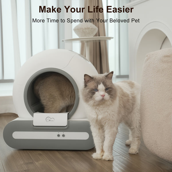 DOEL Self-Cleaning Cat Litter Box Automatic Cat Litter Box with Litter Mat And Trash Bags 65L Large Capacity Cat Toilet App Control 2.4G Wifi, Without Battery