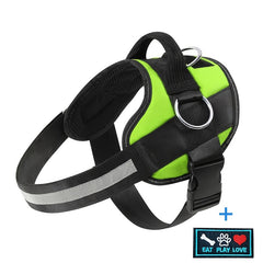 Adjustable Dog Harness for Small & Large Dogs - Reflective Nylon Vest with Striped Design, D-Ring Leash Attachment, and 
