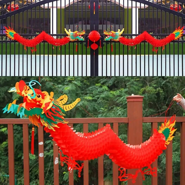 3D Chinese New Year Dragon Decorations | Plastic Hanging Animal Garland for Lunar New Year, Chinese Spring Festival, Christmas, School Party Events, Valentine'S Day, and New Year Gifts
