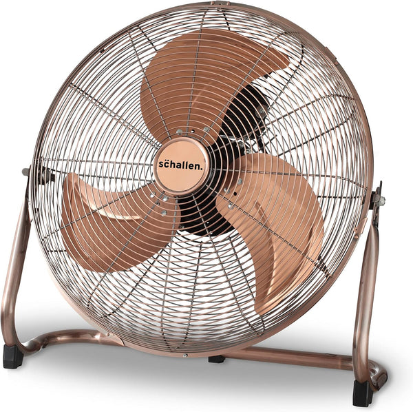 Schallen Copper Metal High Velocity Cold Air Circulator Adjustable Floor Fan with 3 Speed Settings (14