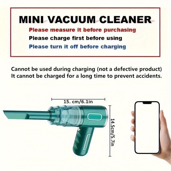 Newly Upgraded Model, Portable Cordless Handheld Vacuum Cleaner, Cyclone Suction Cordless Vacuum Cleaner, Large Suction USB Fast Charging with Seam Brush Computer Cleaning Head Multi-purpose. Suitable for Car/office/home, Labor Day Gift
