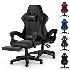 GartistGo Gaming Chair With footrest,Computer Chairs with Lumbar Cushion + Headrest, Height-Adjustable Office Chair for Adults, Girls, Boys
