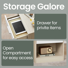 Bedside Table, Side Table with Drawer, Handle, Open Compartment,Easy Assembly, Perfect for Living Room or Bedroom