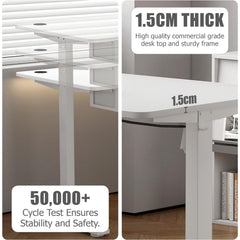 Electric Standing Desk, Sit Stand Table, Height Adjustable Electric Standing Computer Desk with USB Charging Port and Desk Drawer for Home Office