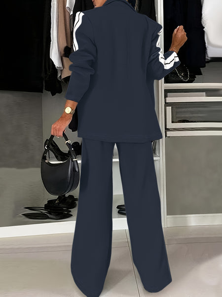2pcs Women's Casual Suit Set, Blazer + Elastic Waist Pants, and Elegant, Fashionable Women's Wear for Spring and Autumn