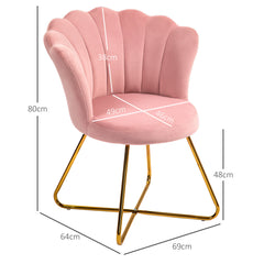 Modern Armchair, Velvet Tufted Accent Chair with Lotus Backrest, Occasional Chair with Steel Legs for Living Room, Bedroom